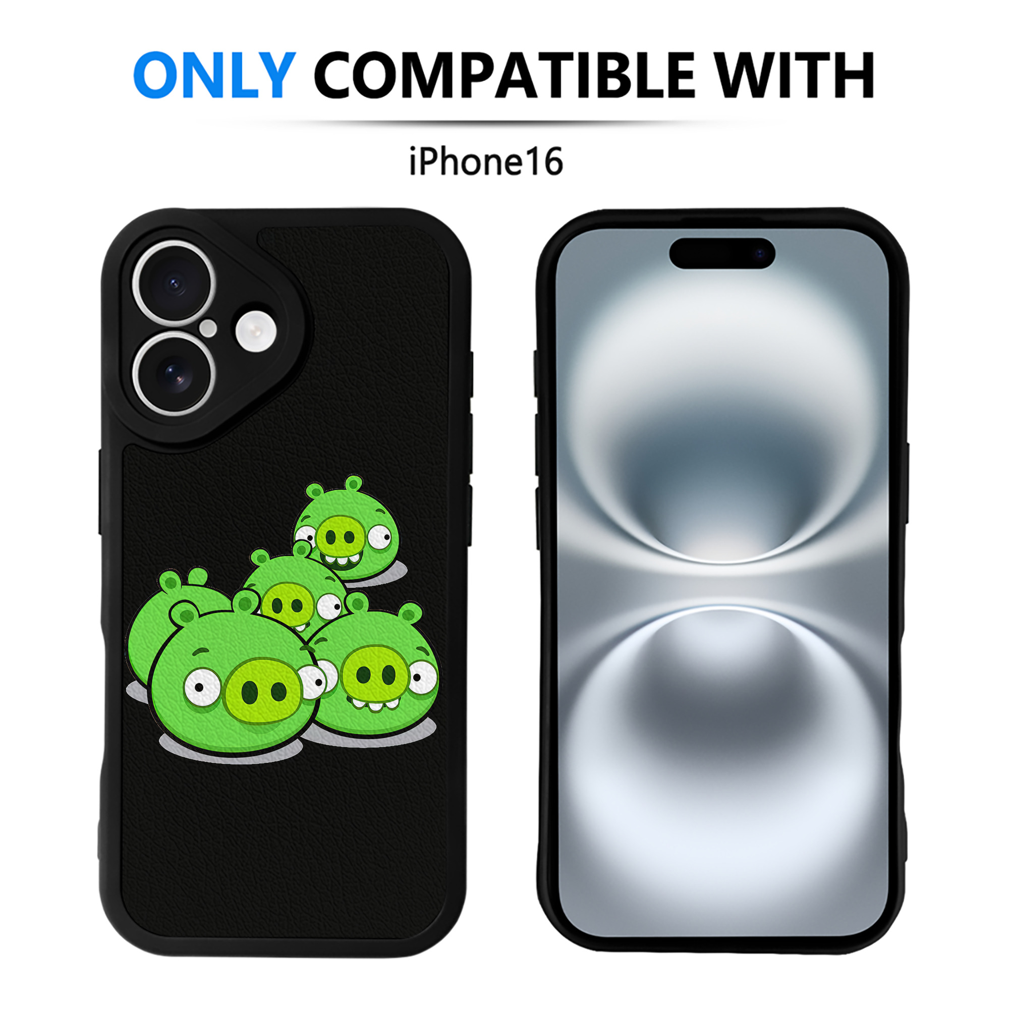 （画像用） Angry Birds アングリーバード 【iPhone 16シリーズ対応】シリコンスマホケース（レザー調） 材質：シリコン